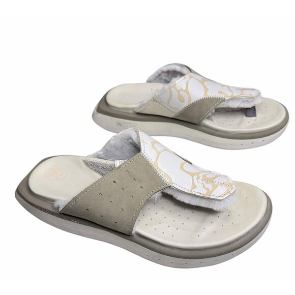 Deckers X Lab Gldtr Slide Sandal Men 10 Gray Beige Flip Flops Recovery Comfort - Picture 4 of 13